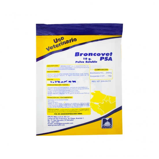 BRONCOVET PSA 10 g, 100 g, frasco 1 Kg